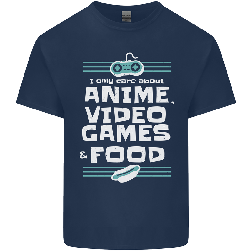 Anime Video Games & Food Funny Kids T-Shirt Childrens Navy Blue