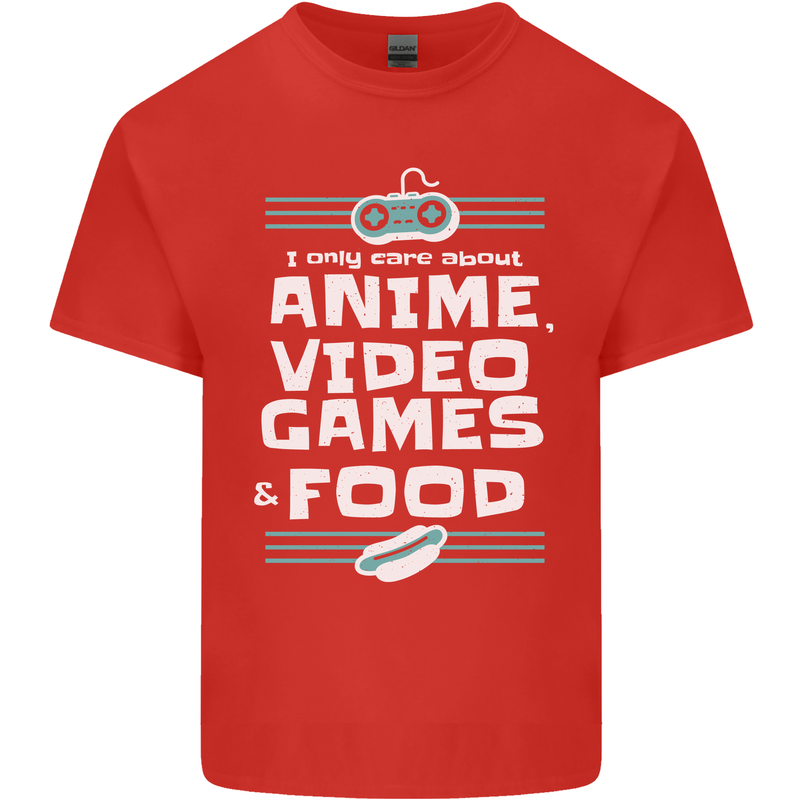 Anime Video Games & Food Funny Kids T-Shirt Childrens Red
