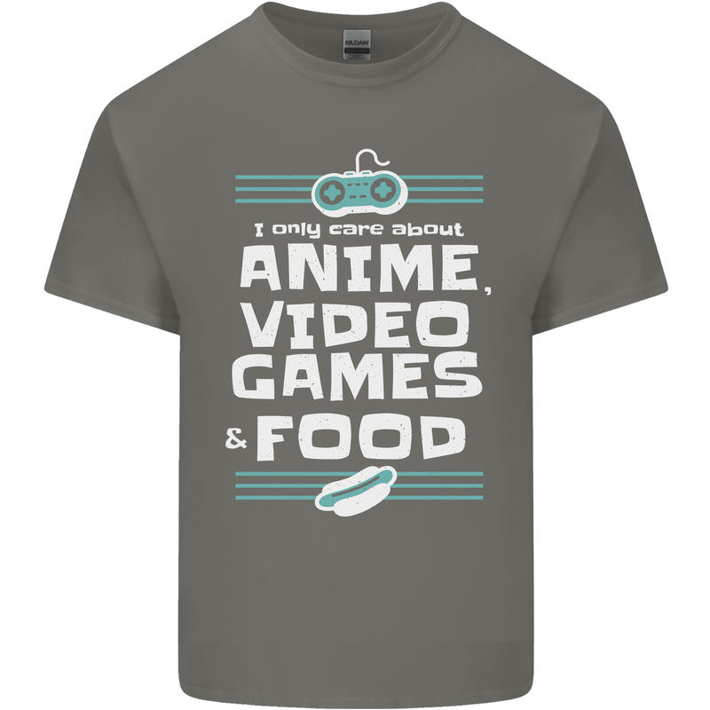 Anime Video Games & Food Funny Mens Cotton T-Shirt Tee Top Charcoal