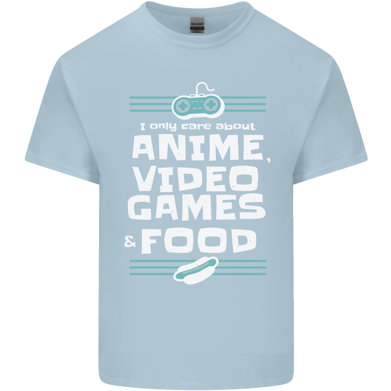 Anime Video Games & Food Funny Mens Cotton T-Shirt Tee Top Light Blue