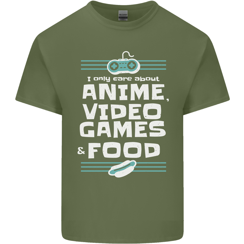 Anime Video Games & Food Funny Mens Cotton T-Shirt Tee Top Military Green