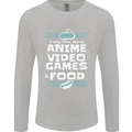 Anime Video Games & Food Funny Mens Long Sleeve T-Shirt Sports Grey