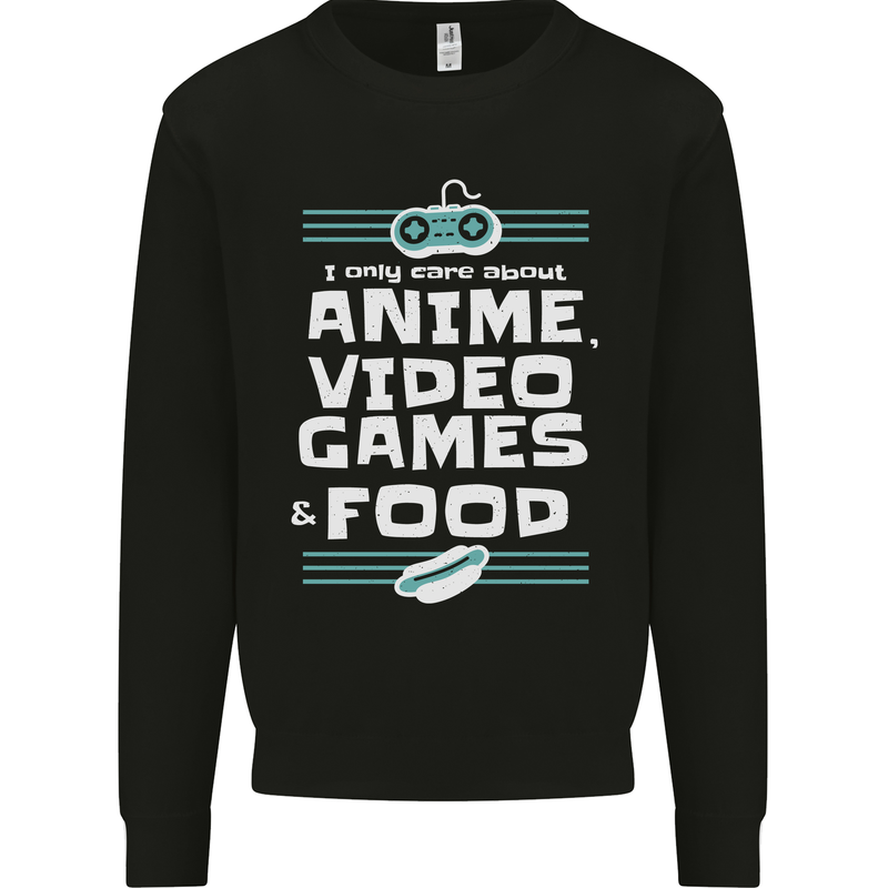Anime Video Games & Food Funny Mens Sweatshirt Jumper Black