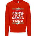 Anime Video Games & Food Funny Mens Sweatshirt Jumper Bright Red
