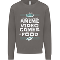 Anime Video Games & Food Funny Mens Sweatshirt Jumper Charcoal