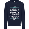 Anime Video Games & Food Funny Mens Sweatshirt Jumper Navy Blue