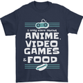 Anime Video Games & Food Funny Mens T-Shirt 100% Cotton Navy Blue
