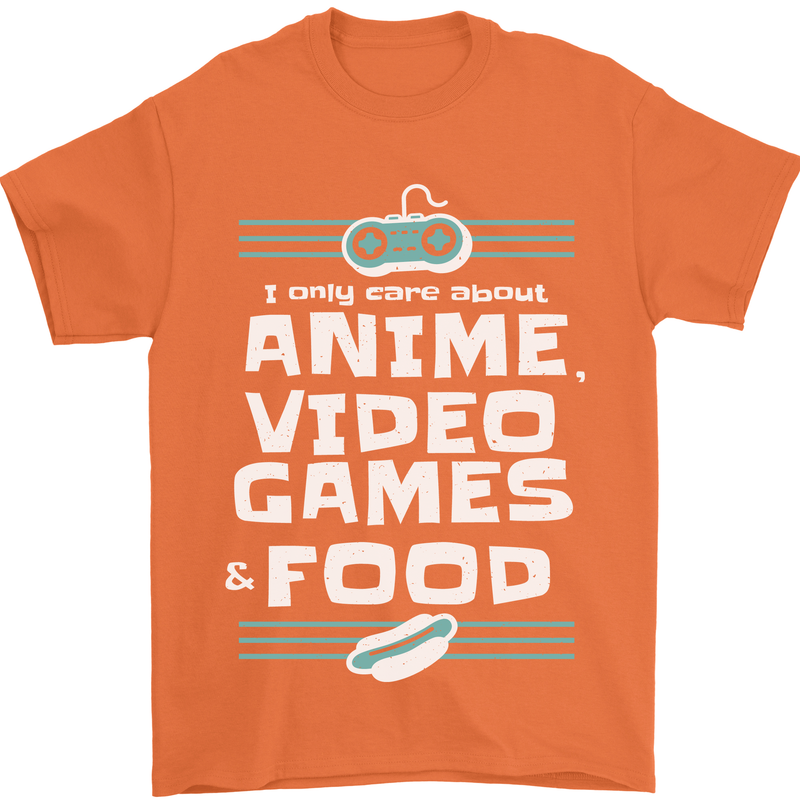 Anime Video Games & Food Funny Mens T-Shirt 100% Cotton Orange