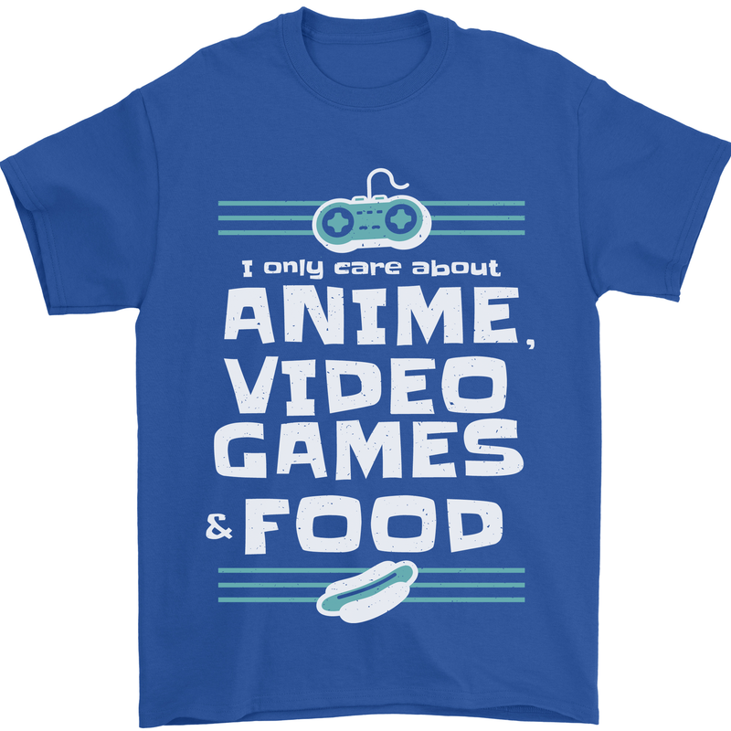 Anime Video Games & Food Funny Mens T-Shirt 100% Cotton Royal Blue