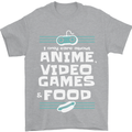 Anime Video Games & Food Funny Mens T-Shirt 100% Cotton Sports Grey