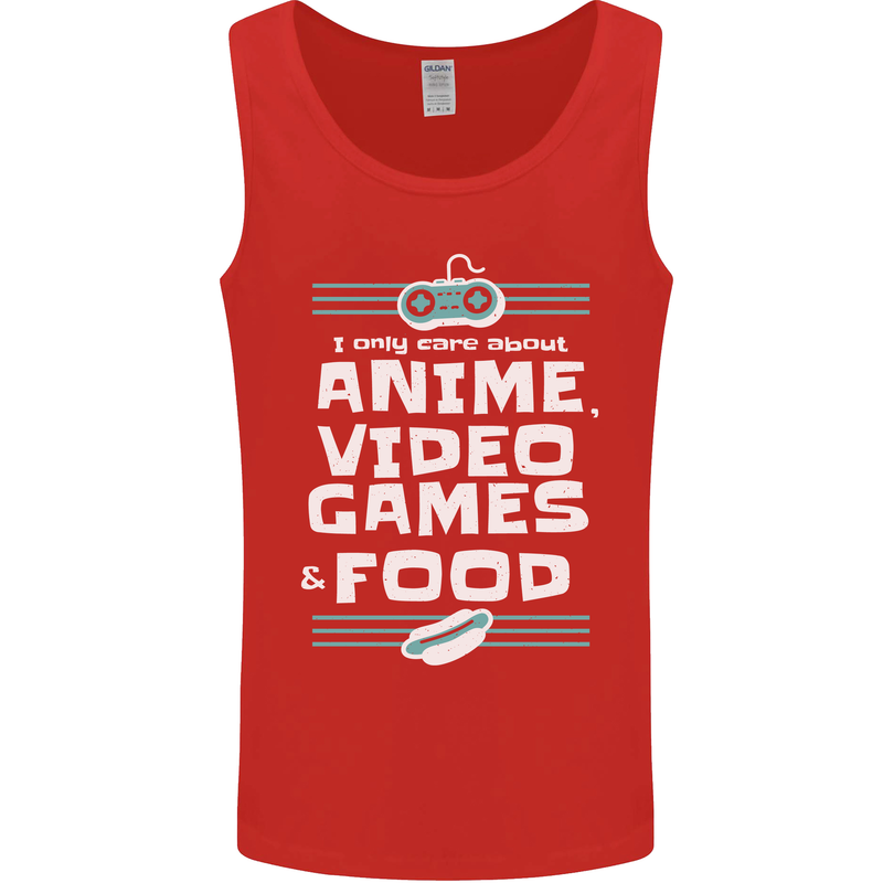 Anime Video Games & Food Funny Mens Vest Tank Top Red