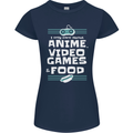 Anime Video Games & Food Funny Womens Petite Cut T-Shirt Navy Blue