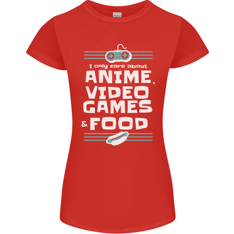 Anime Video Games & Food Funny Womens Petite Cut T-Shirt Red