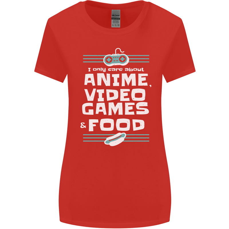 Anime Video Games & Food Funny Womens Wider Cut T-Shirt Red
