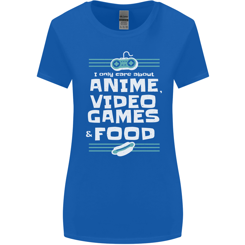 Anime Video Games & Food Funny Womens Wider Cut T-Shirt Royal Blue