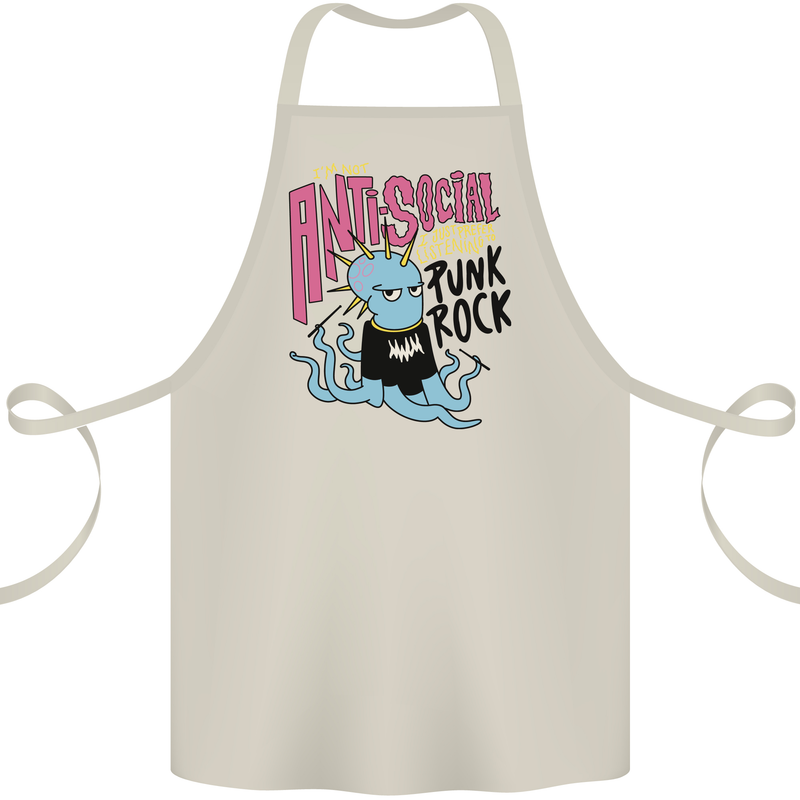 Anti Social Punk Rock Skinhead Octopus Cotton Apron 100% Organic Natural