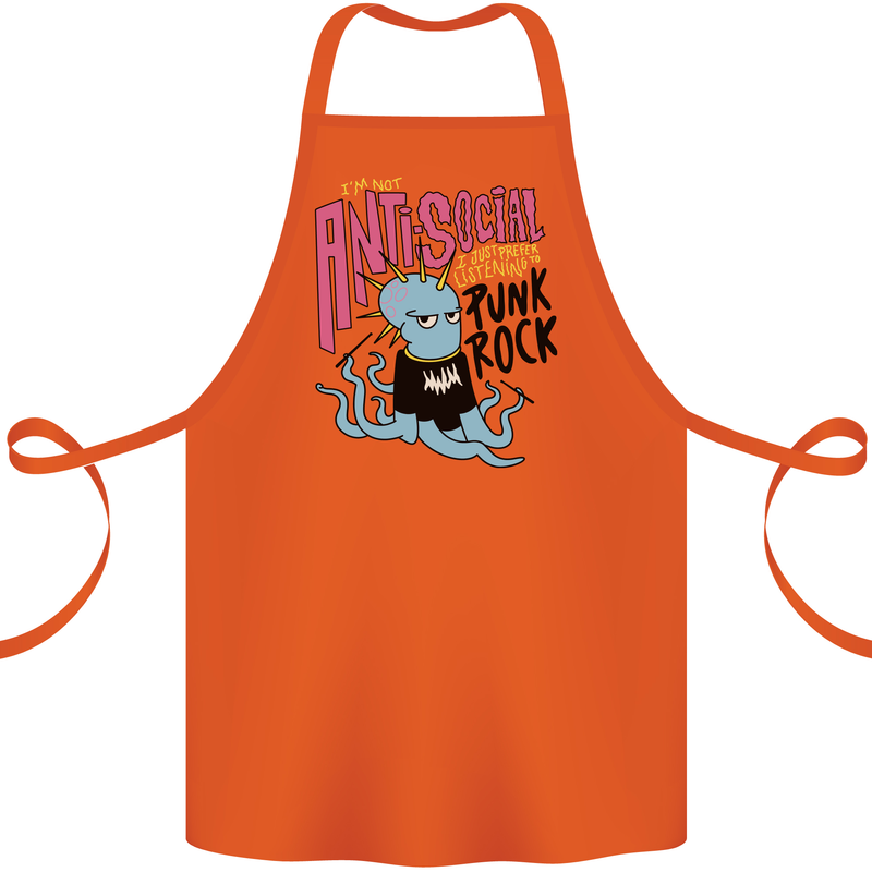 Anti Social Punk Rock Skinhead Octopus Cotton Apron 100% Organic Orange