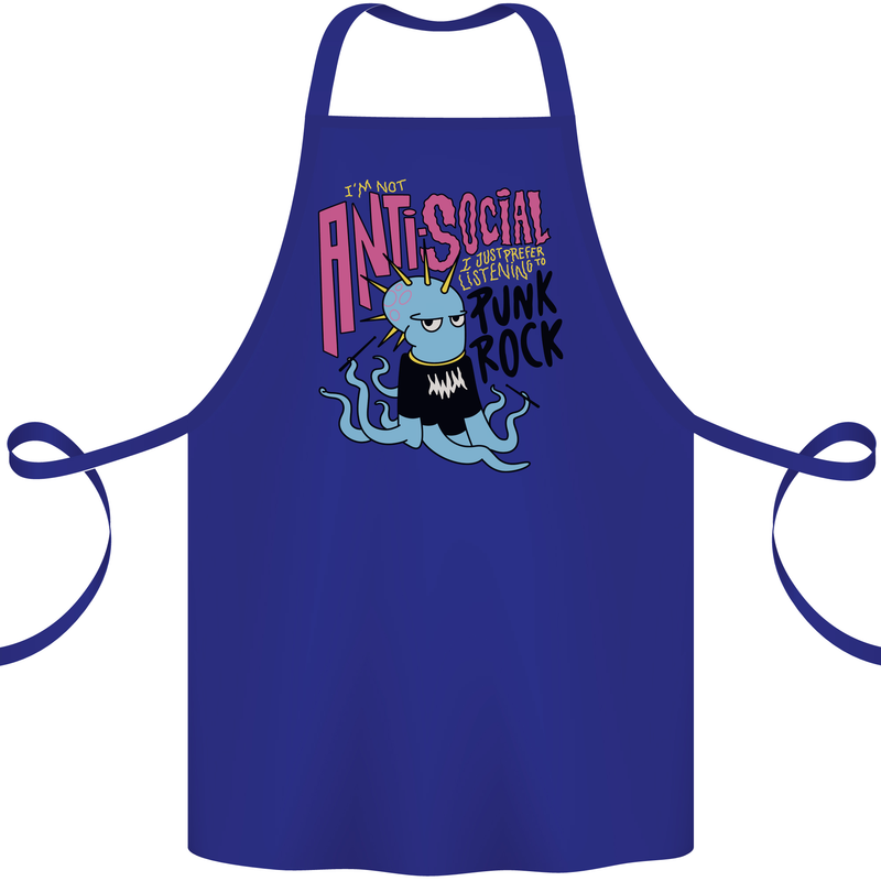 Anti Social Punk Rock Skinhead Octopus Cotton Apron 100% Organic Royal Blue