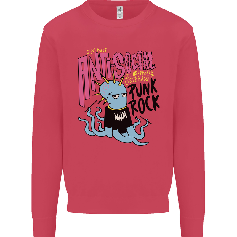 Anti Social Punk Rock Skinhead Octopus Kids Sweatshirt Jumper Heliconia