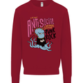 Anti Social Punk Rock Skinhead Octopus Kids Sweatshirt Jumper Red