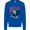 Anti Social Punk Rock Skinhead Octopus Kids Sweatshirt Jumper Royal Blue
