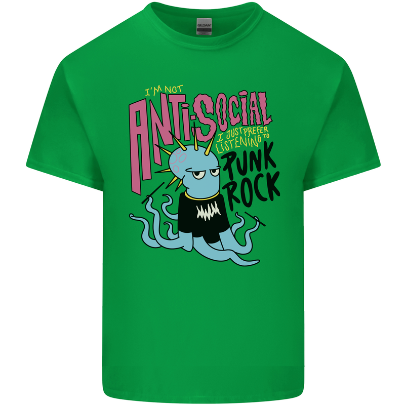 Anti Social Punk Rock Skinhead Octopus Kids T-Shirt Childrens Irish Green
