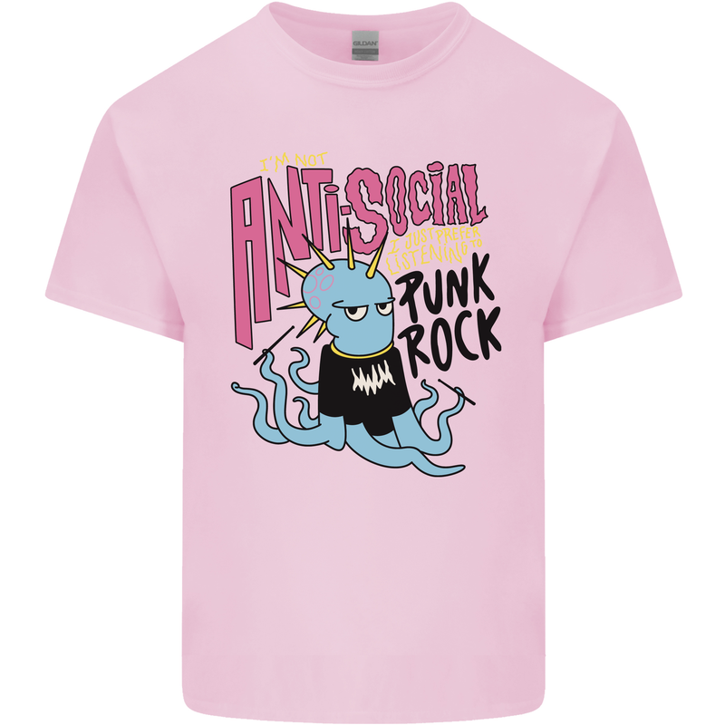 Anti Social Punk Rock Skinhead Octopus Kids T-Shirt Childrens Light Pink
