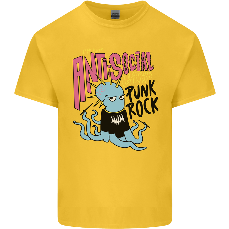 Anti Social Punk Rock Skinhead Octopus Kids T-Shirt Childrens Yellow