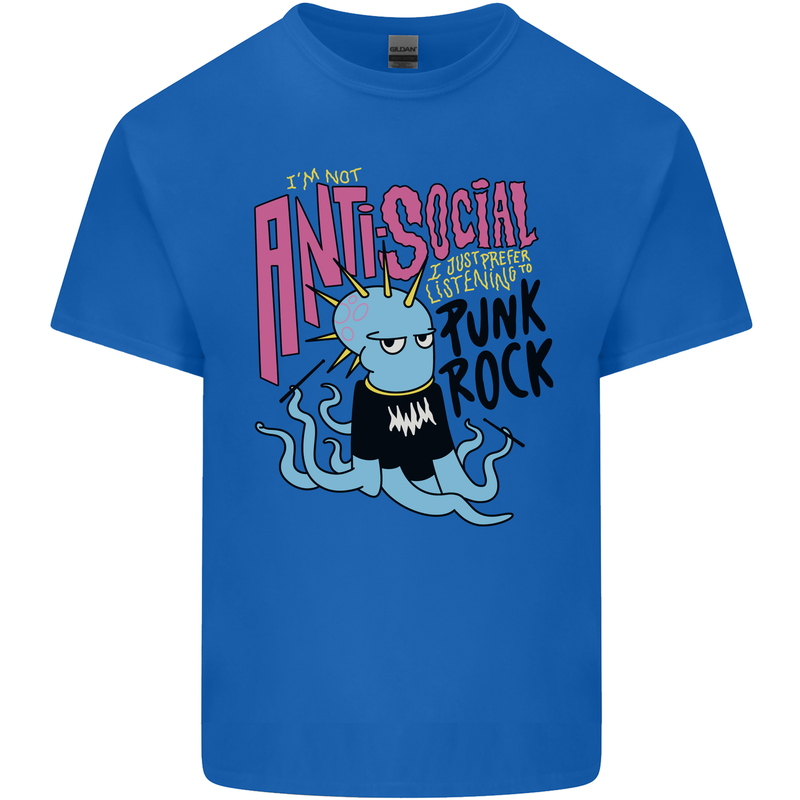 Anti Social Punk Rock Skinhead Octopus Mens Cotton T-Shirt Tee Top Royal Blue