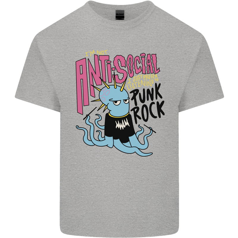 Anti Social Punk Rock Skinhead Octopus Mens Cotton T-Shirt Tee Top Sports Grey