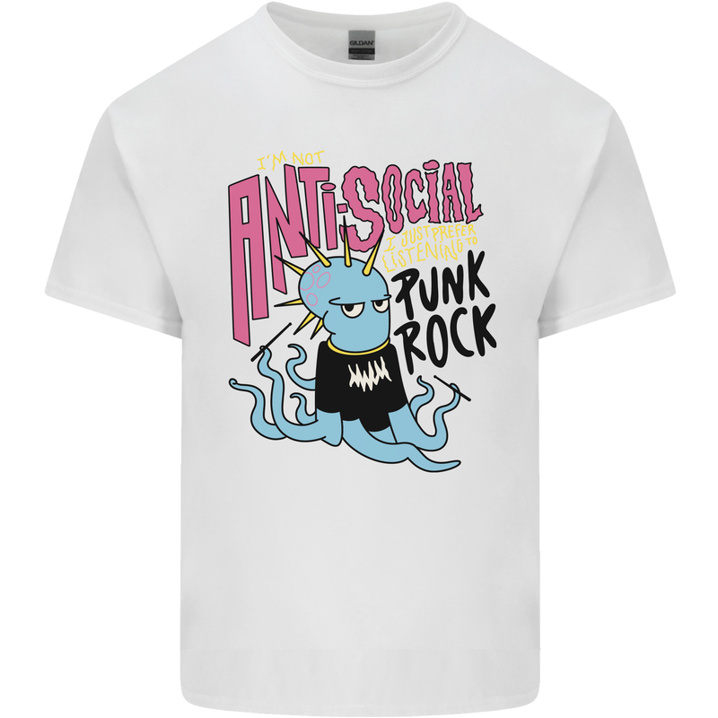 Anti Social Punk Rock Skinhead Octopus Mens Cotton T-Shirt Tee Top White