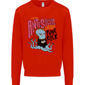 Anti Social Punk Rock Skinhead Octopus Mens Sweatshirt Jumper Bright Red