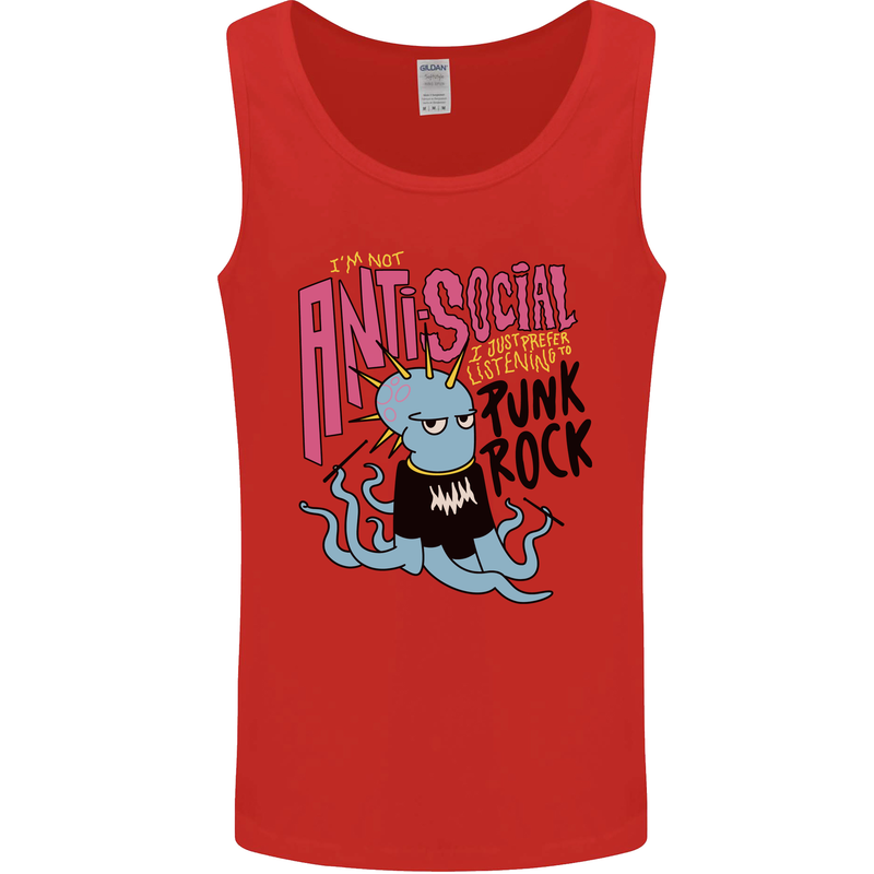 Anti Social Punk Rock Skinhead Octopus Mens Vest Tank Top Red