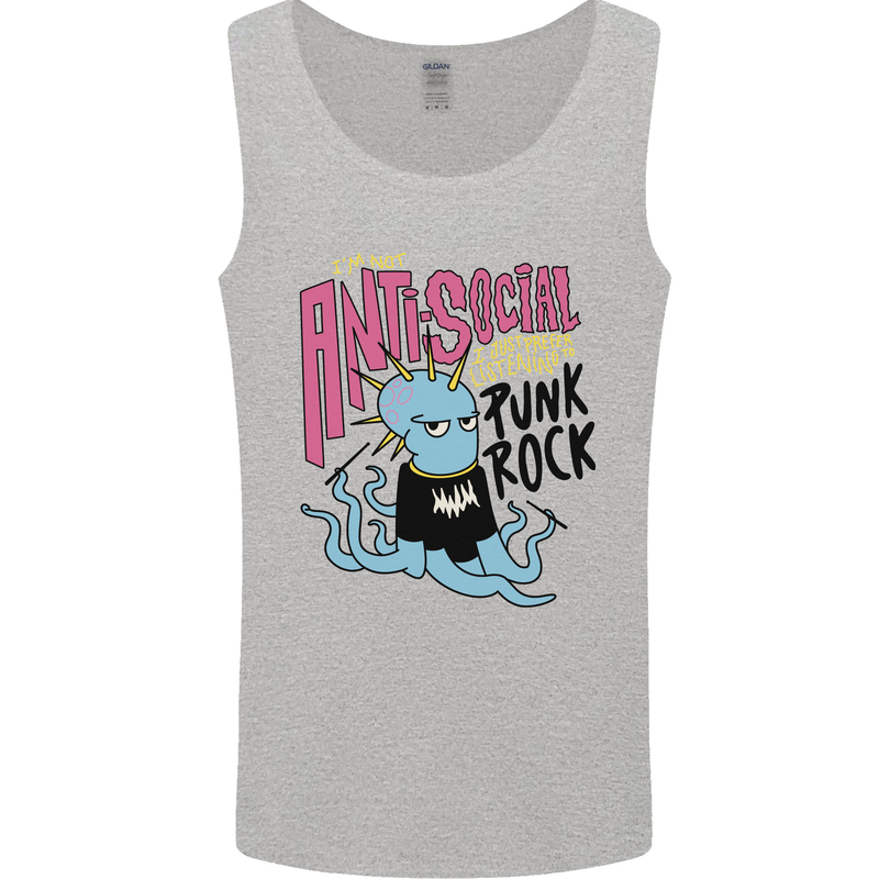 Anti Social Punk Rock Skinhead Octopus Mens Vest Tank Top Sports Grey