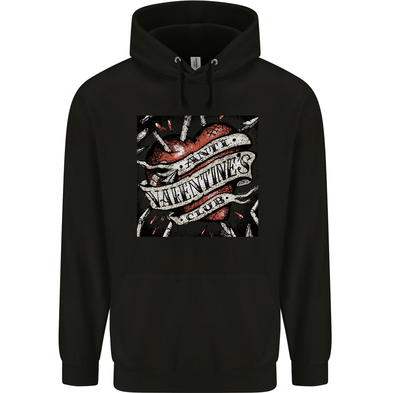 Anti Valentines Club Heart Singles Day Childrens Kids Hoodie Black