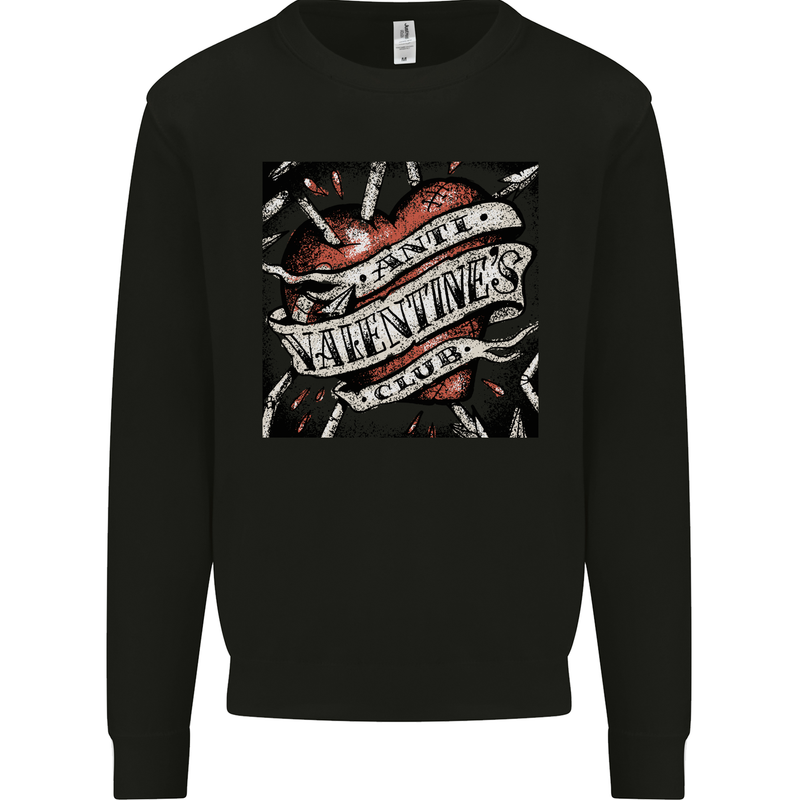 Anti Valentines Club Heart Singles Day Mens Sweatshirt Jumper Black
