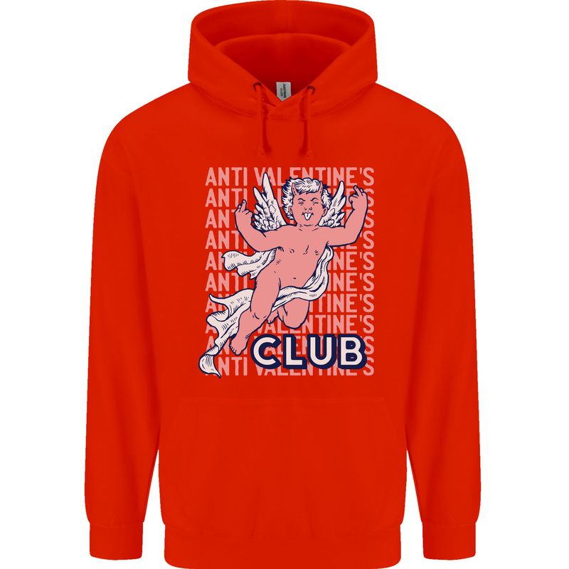Anti Valentines Day Club Mens 80% Cotton Hoodie Bright Red