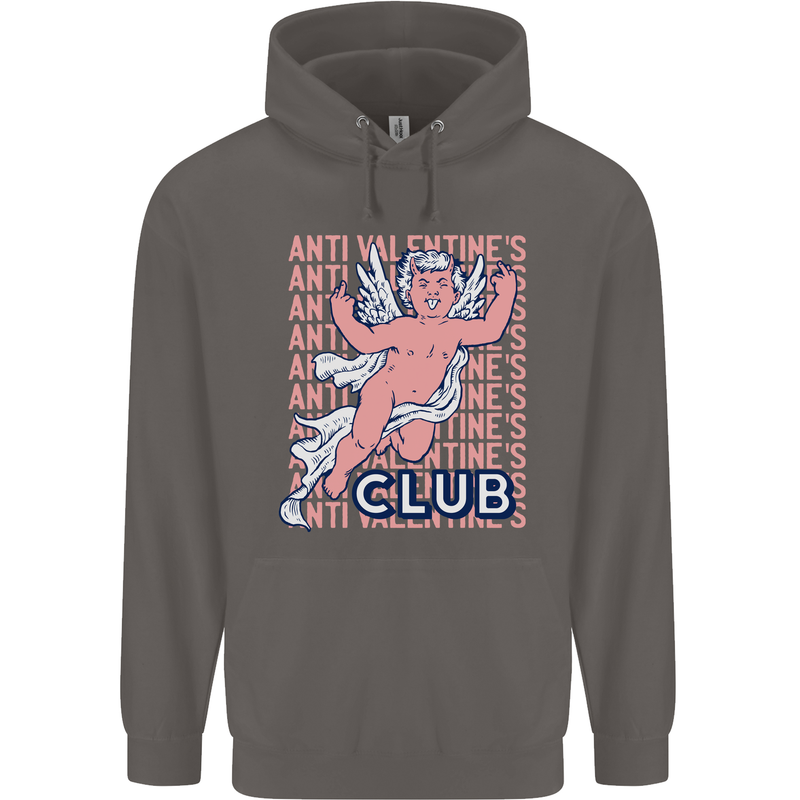 Anti Valentines Day Club Mens 80% Cotton Hoodie Charcoal