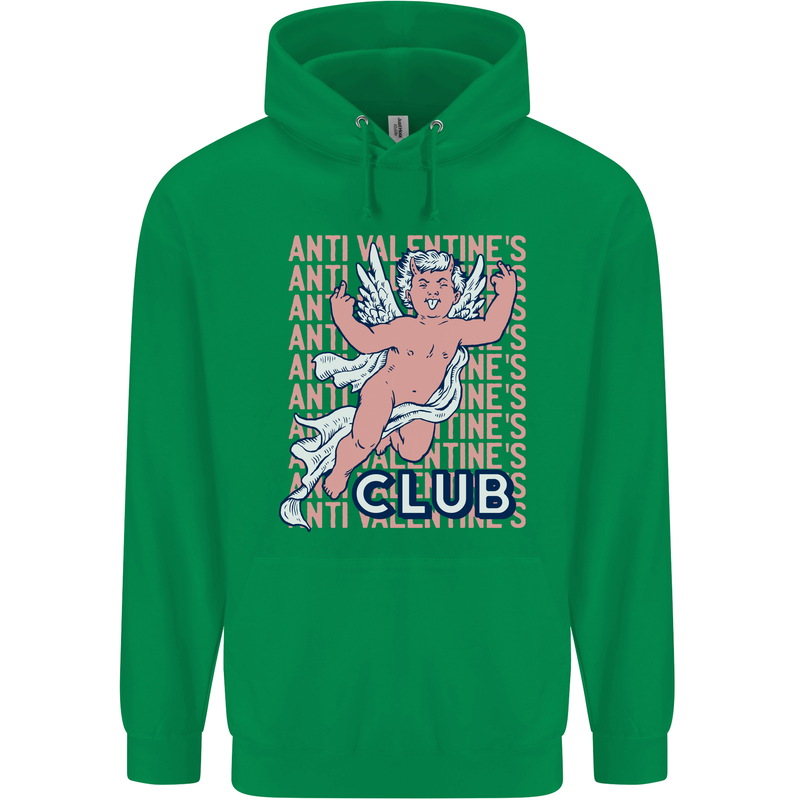 Anti Valentines Day Club Mens 80% Cotton Hoodie Irish Green