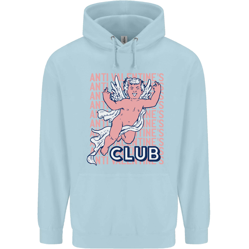 Anti Valentines Day Club Mens 80% Cotton Hoodie Light Blue