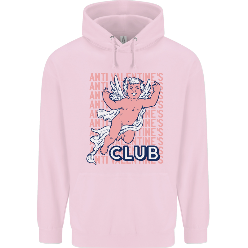Anti Valentines Day Club Mens 80% Cotton Hoodie Light Pink