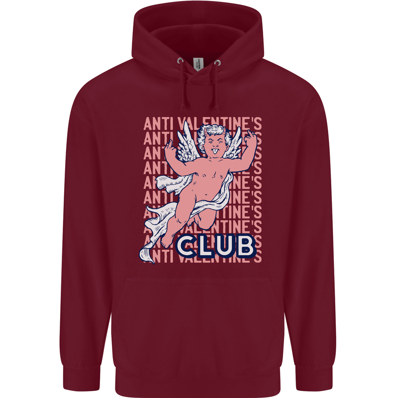Anti Valentines Day Club Mens 80% Cotton Hoodie Maroon
