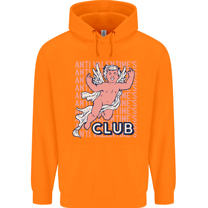 Anti Valentines Day Club Mens 80% Cotton Hoodie Orange