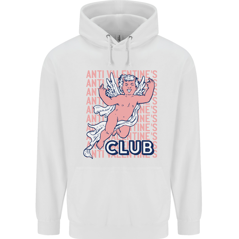 Anti Valentines Day Club Mens 80% Cotton Hoodie White