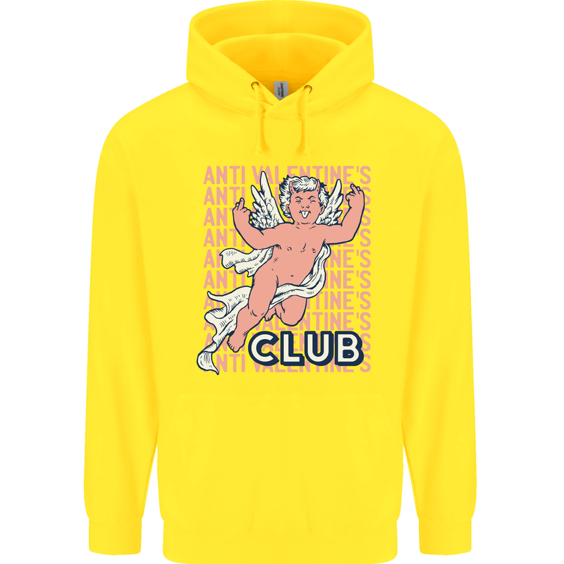 Anti Valentines Day Club Mens 80% Cotton Hoodie Yellow