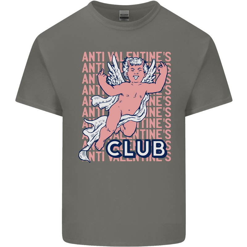Anti Valentines Day Club Mens Cotton T-Shirt Tee Top Charcoal