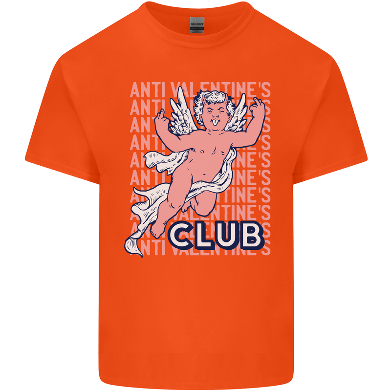 Anti Valentines Day Club Mens Cotton T-Shirt Tee Top Orange