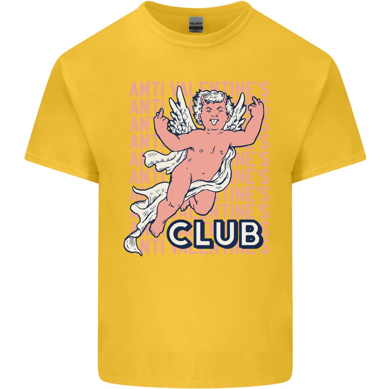 Anti Valentines Day Club Mens Cotton T-Shirt Tee Top Yellow