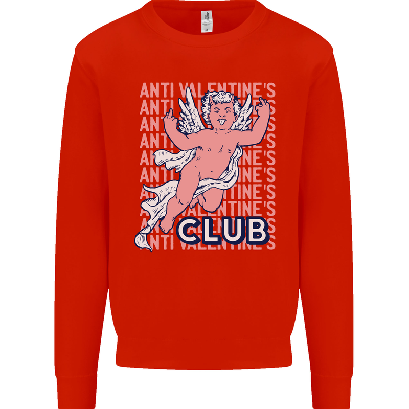 Anti Valentines Day Club Mens Sweatshirt Jumper Bright Red