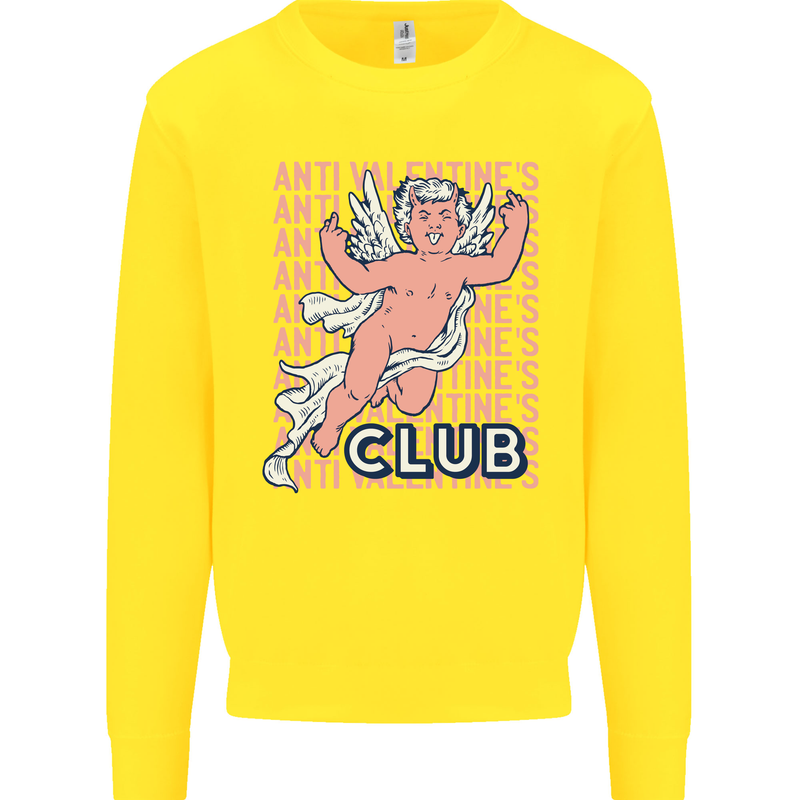 Anti Valentines Day Club Mens Sweatshirt Jumper Yellow